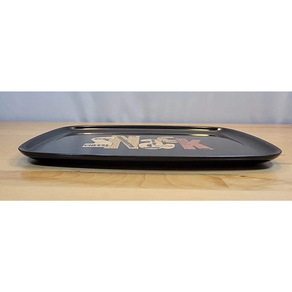 Vintage Couroc Inlaid “SNACK” Wood Black Phenolic Tray Snack Dish 9x12 Barware